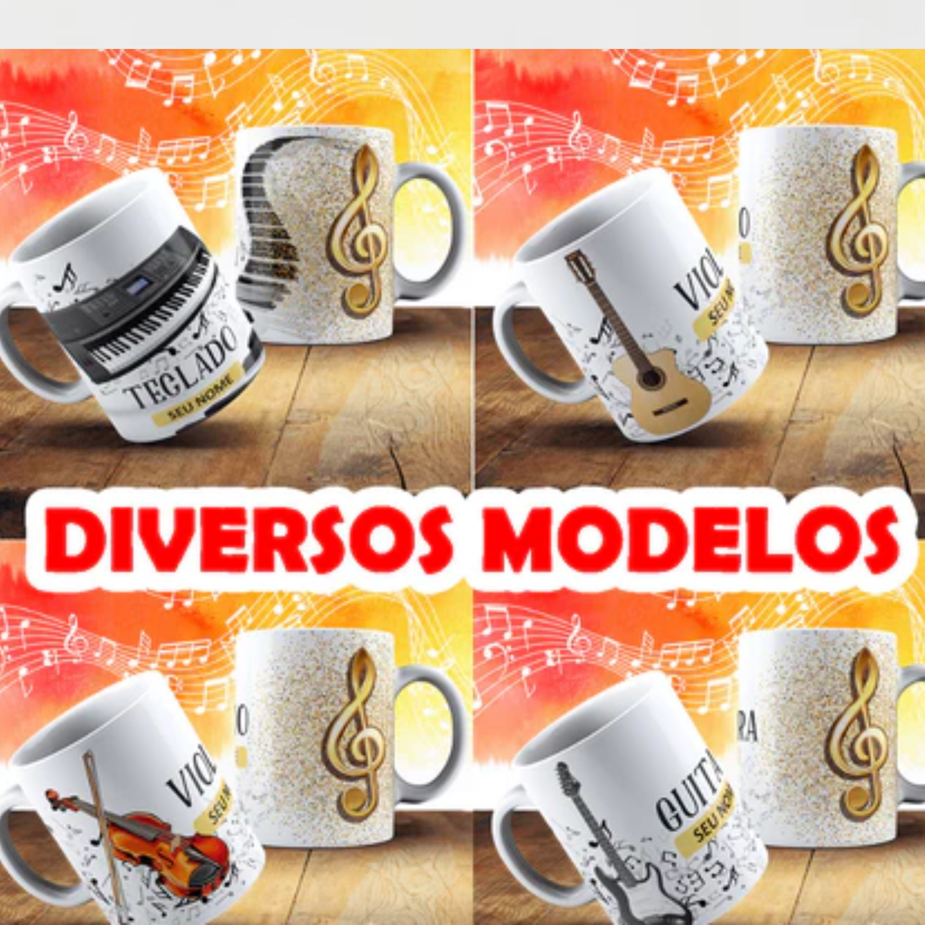 Caneca Personalizada Diversos Modelos Musica Instrumento Musical Musicais COM NOME - MEGA PROMOÇÃO!