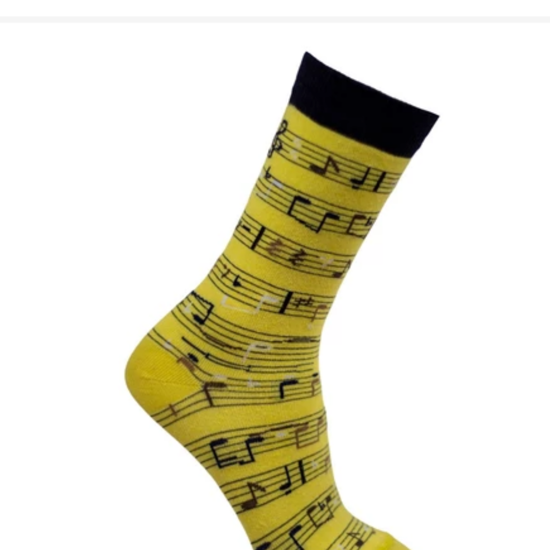 Meia Divertida Cano Longo Notas Musicais Oddo Amarela Masculina/Feminina