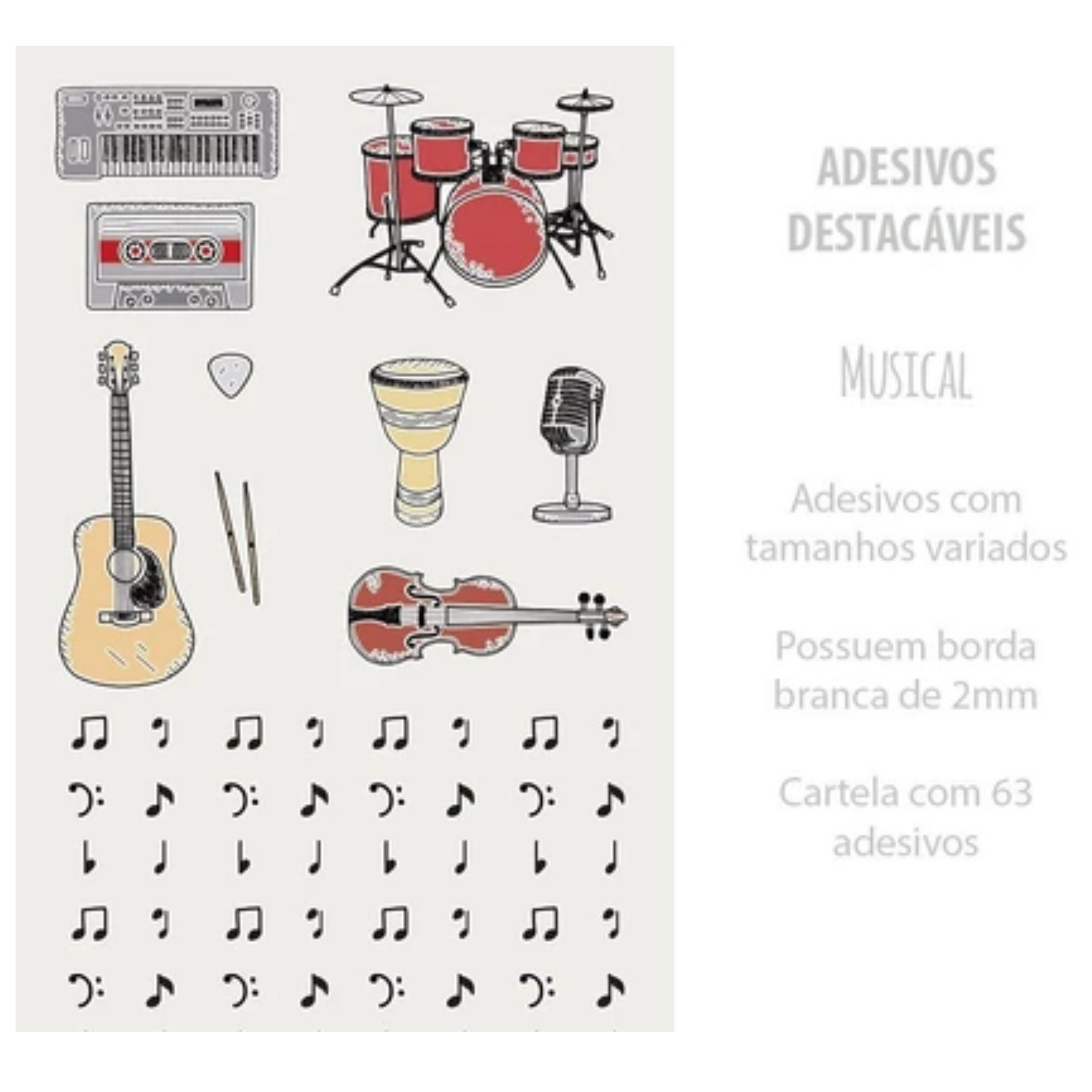 Adesivo Destacável Musical