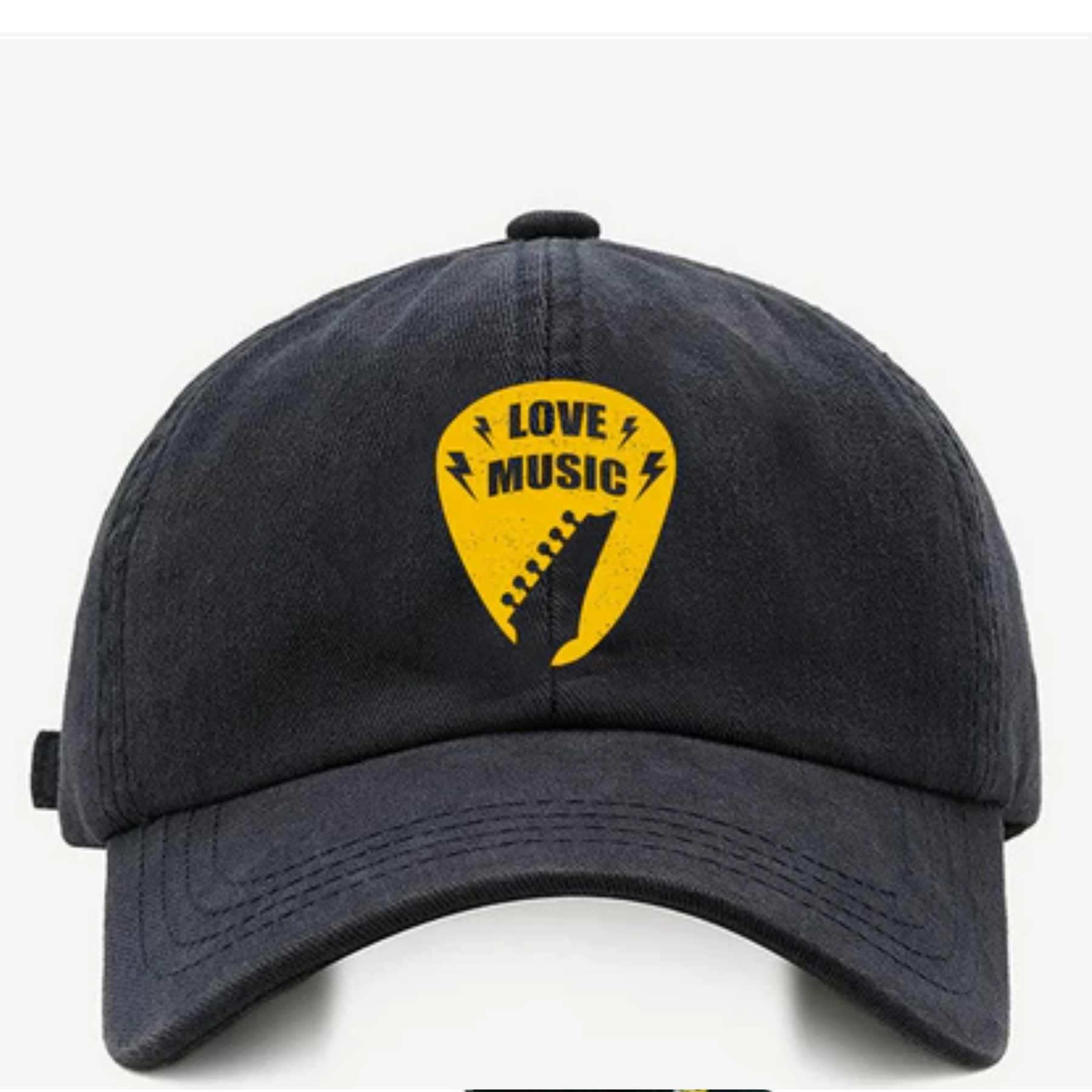 Bone baseball Masculino Bege Preto Branco Amo Musica