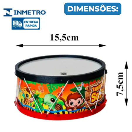 Tamborzinho Fazendinha Infantil Kids Instrumentos Musicais Brinquedo Musicalização Música Crianças Presente