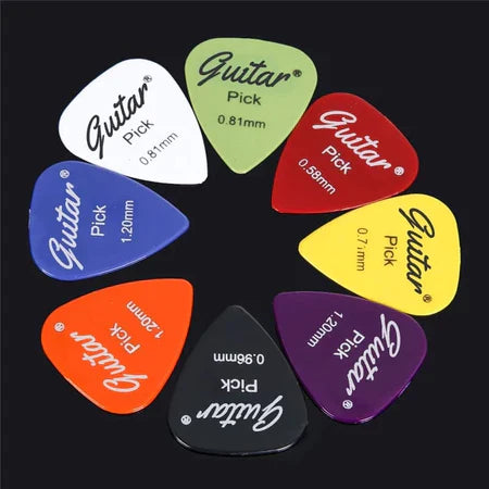 50 Palheta Paleta Violão Baixo Guitarra Medidas Diferentes com Estojo