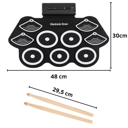 Bateria Eletronica Instrumento Musical Portátil Digital 9 Pads