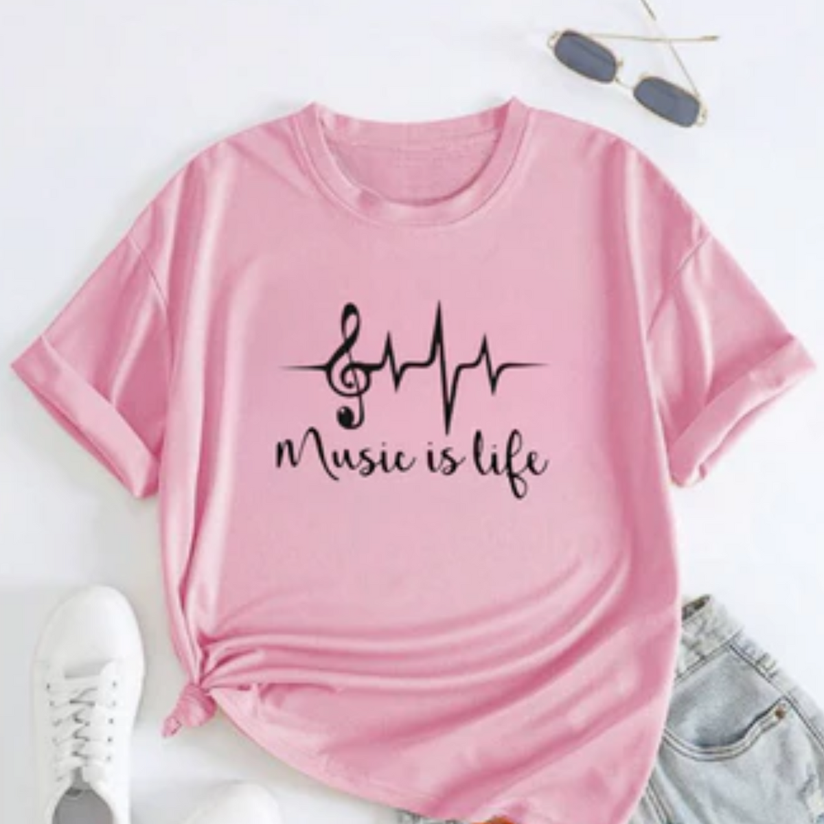 Camiseta Feminina Gola Redonda Music Is Life