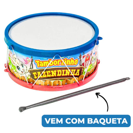 Tamborzinho Fazendinha Infantil Kids Instrumentos Musicais Brinquedo Musicalização Música Crianças Presente