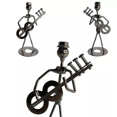 Enfeite Músico de Metal Decorativo Instrumentos Musicais Violao Guitarra Violino Saxofone Trompete Flauta Trompa Arcodeo