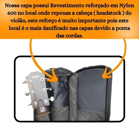 Capa Bag Luxo P/ Violao Folk Acolchoada Estofada Impermeável