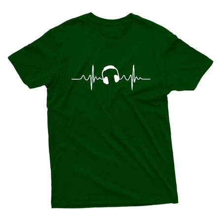 Camiseta Batimento Cardíaco Fone Amo Música