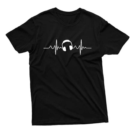 Camiseta Batimento Cardíaco Fone Amo Música