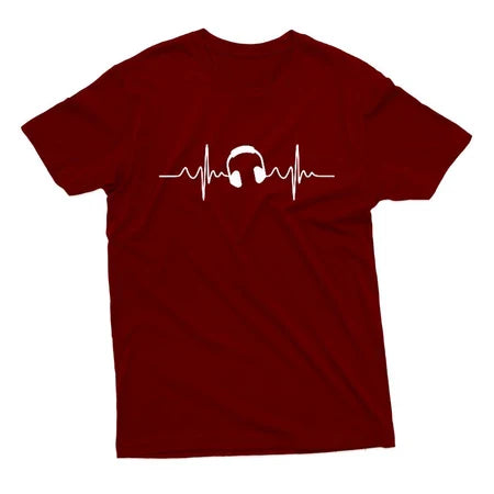 Camiseta Batimento Cardíaco Fone Amo Música