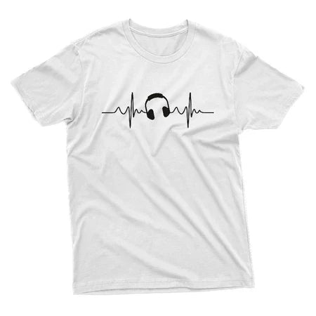 Camiseta Batimento Cardíaco Fone Amo Música