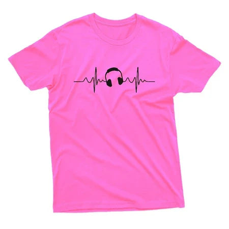 Camiseta Batimento Cardíaco Fone Amo Música